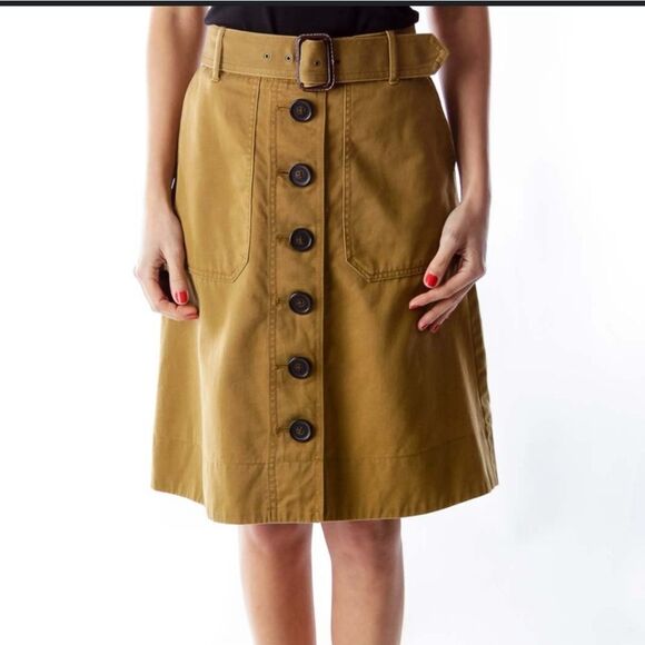 J Crew Safari Chino Button Down Skirt Size 4 - Picture 1 of 8